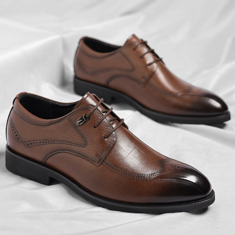 Men's Spring Brogue Trends British Style Pointed Office Men's Shoes
