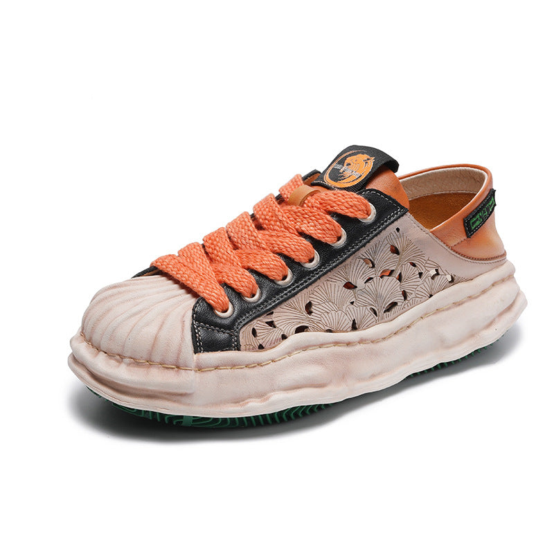 Women's Shell Toe Dissoed Hollow Hole Retro Double Sandals