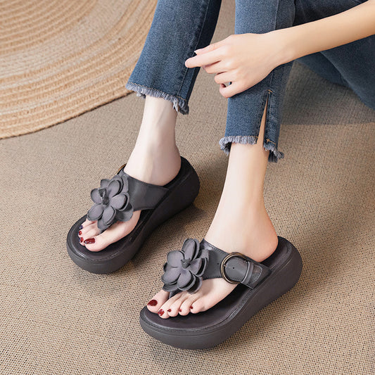 Women's Flower Flip-flops Fashion Summer Outdoor Wedge Slippers