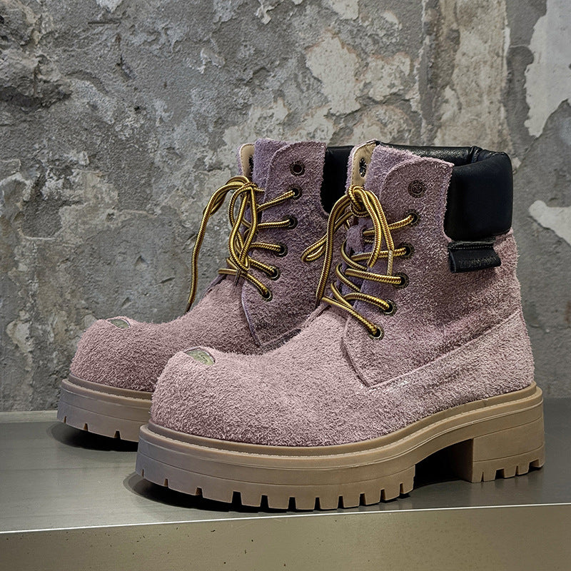 Women's & Men's Worker Platform Height Increasing British Style Boots