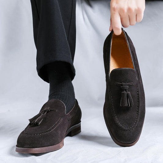 Men's British Breathable Hair Stylist Style Fringed Leather Shoes