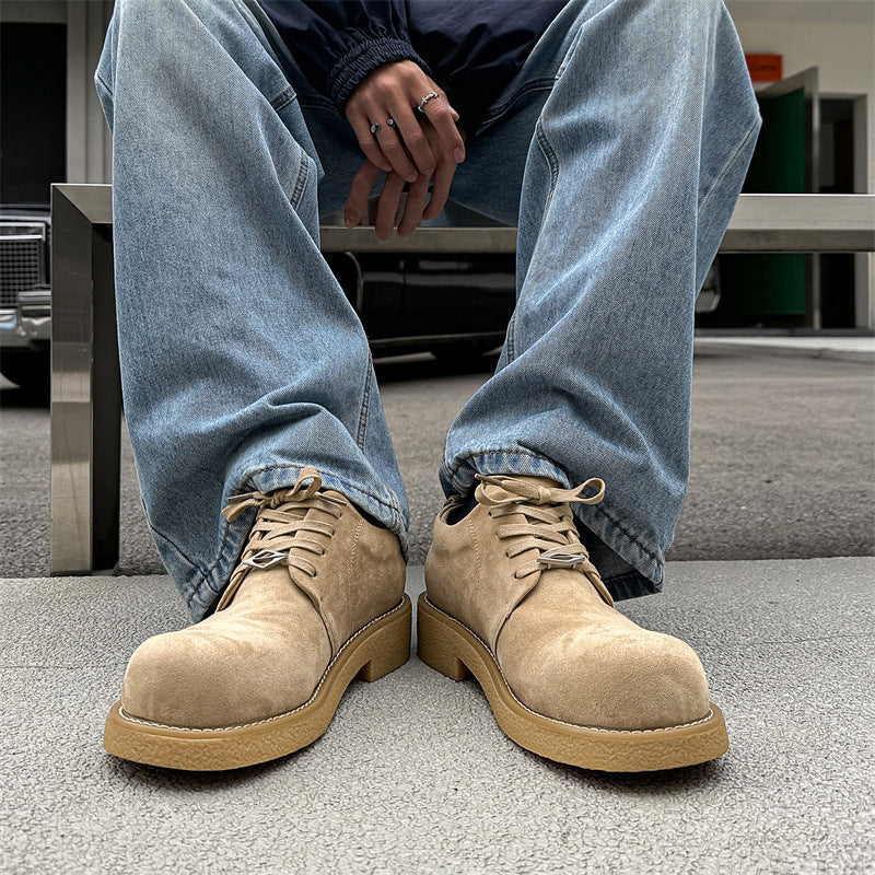 Toe Derby Lovers Wild Thick Sole Leather Shoes