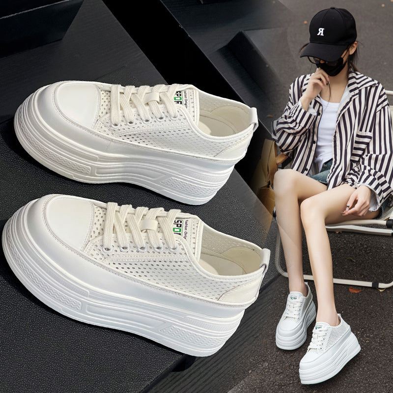 Women's White Summer Versatile Breathable Board Muffin Casual Shoes