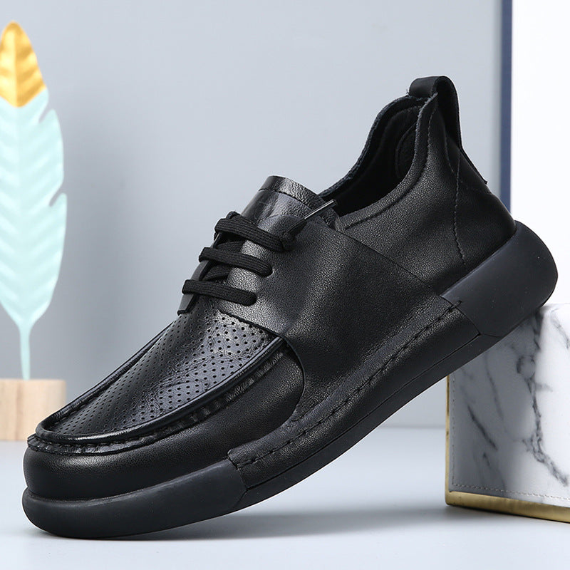 Men's Genuine Breathable Soft Surface Thick Bottom Leather Shoes