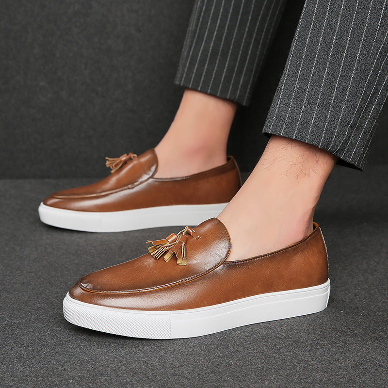 Men's Tassel Plus Size Low Top Slip-on Business Formal Men's Casual Leather Shoes