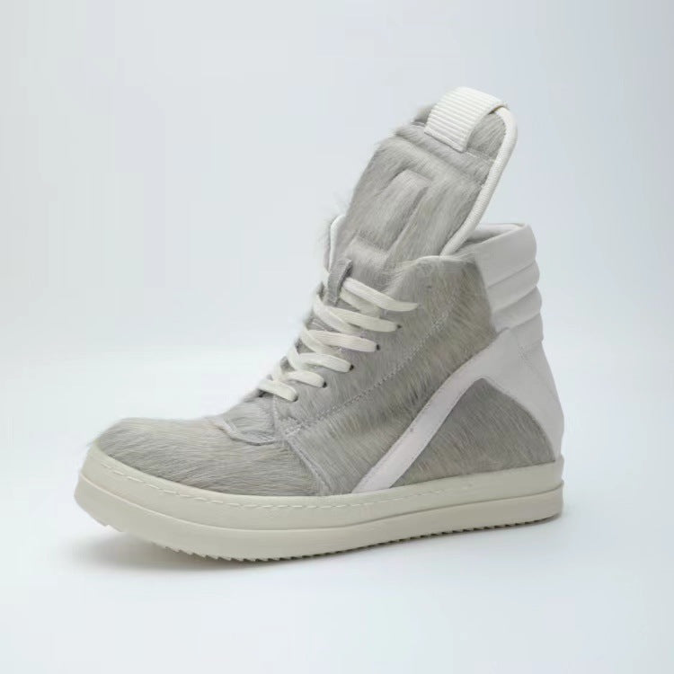 Women's & Men's Gray Color Thick Bottom Couple Triangle Sneakers