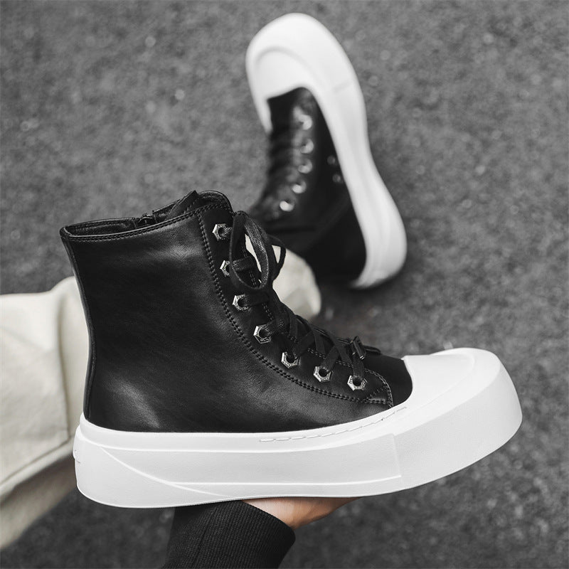 Women's & Men's Increased Old White Couple Derby Canvas Shoes