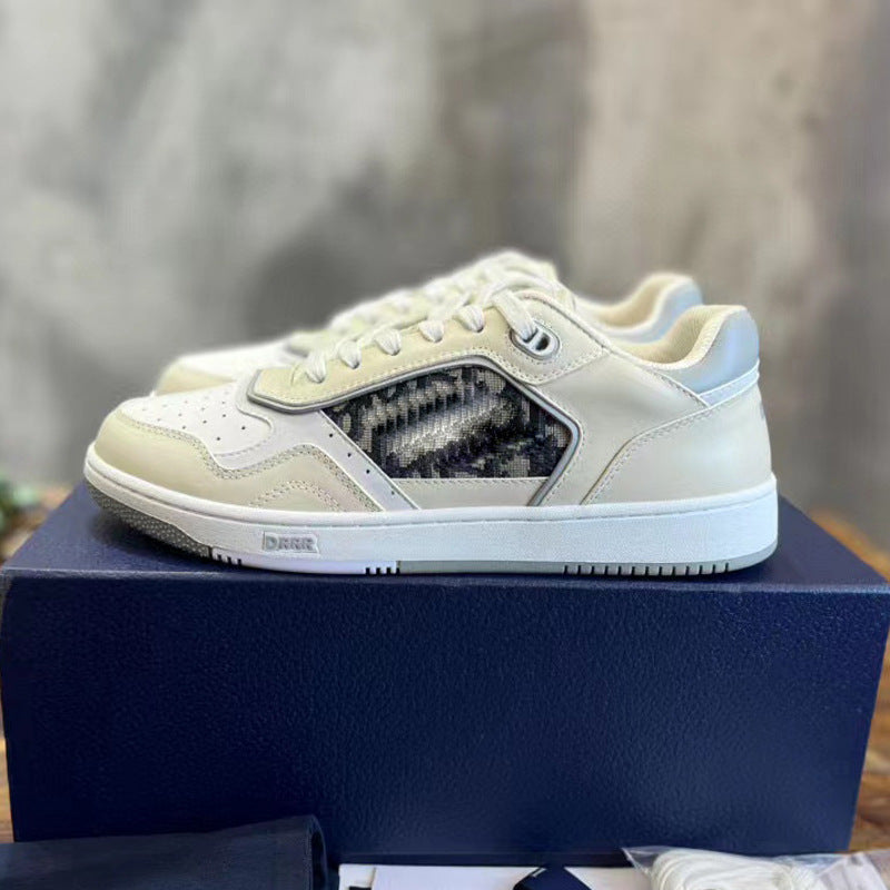 Men's Popular Low Cut Cowhide Color Matching Sneakers