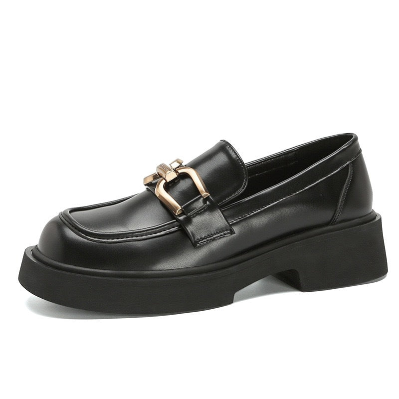 Women's Authentic Thick Bottom Slip-on Pumps Retro British Loafers
