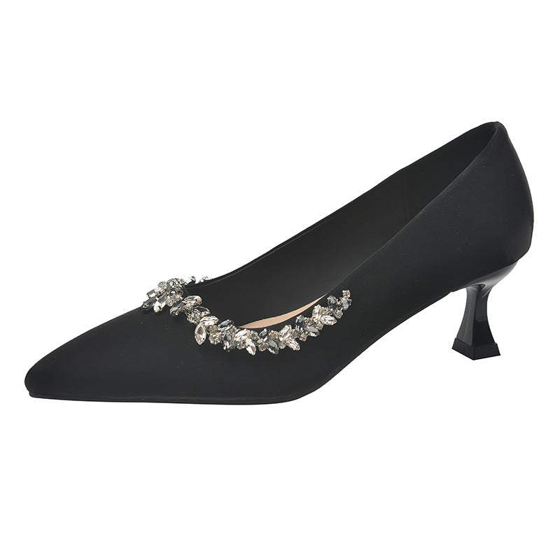 Women's Style Stiletto Low-cut Rhinestone High Plus Women's Shoes