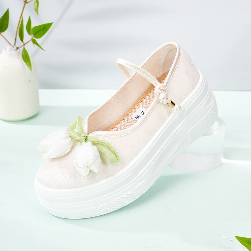 Women's Thick-soled Increased Pumps Performance Ancient Han Canvas Shoes