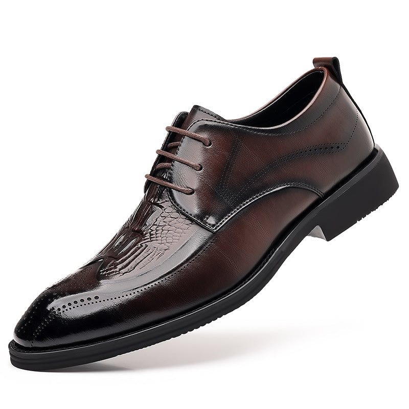 Men's Cowhide British Style Business Formal Wear Leather Shoes