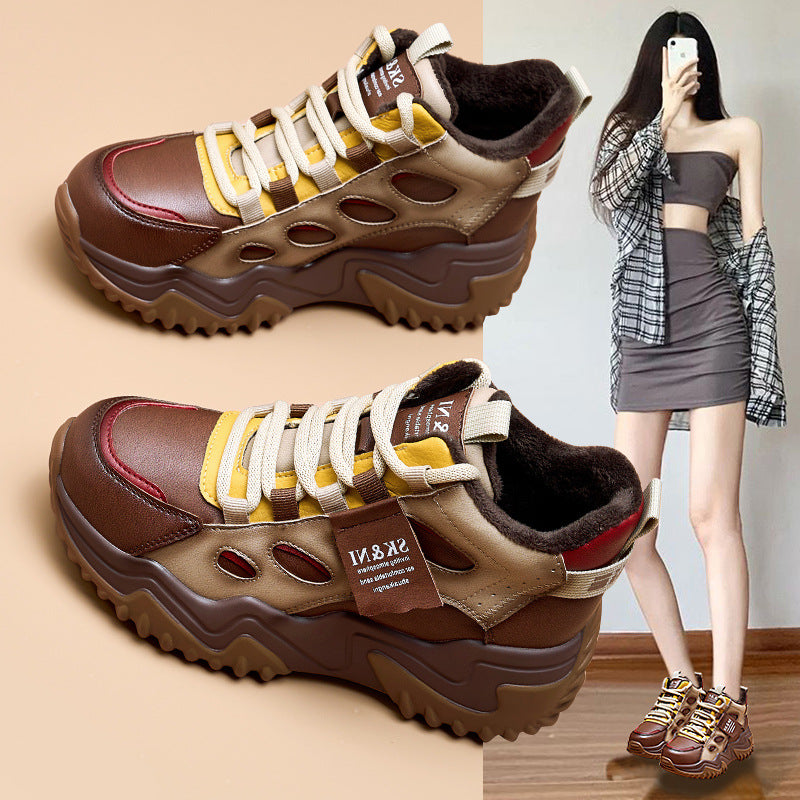 Women's Thick-soled Heightened Daddy Retro Veet Sneakers