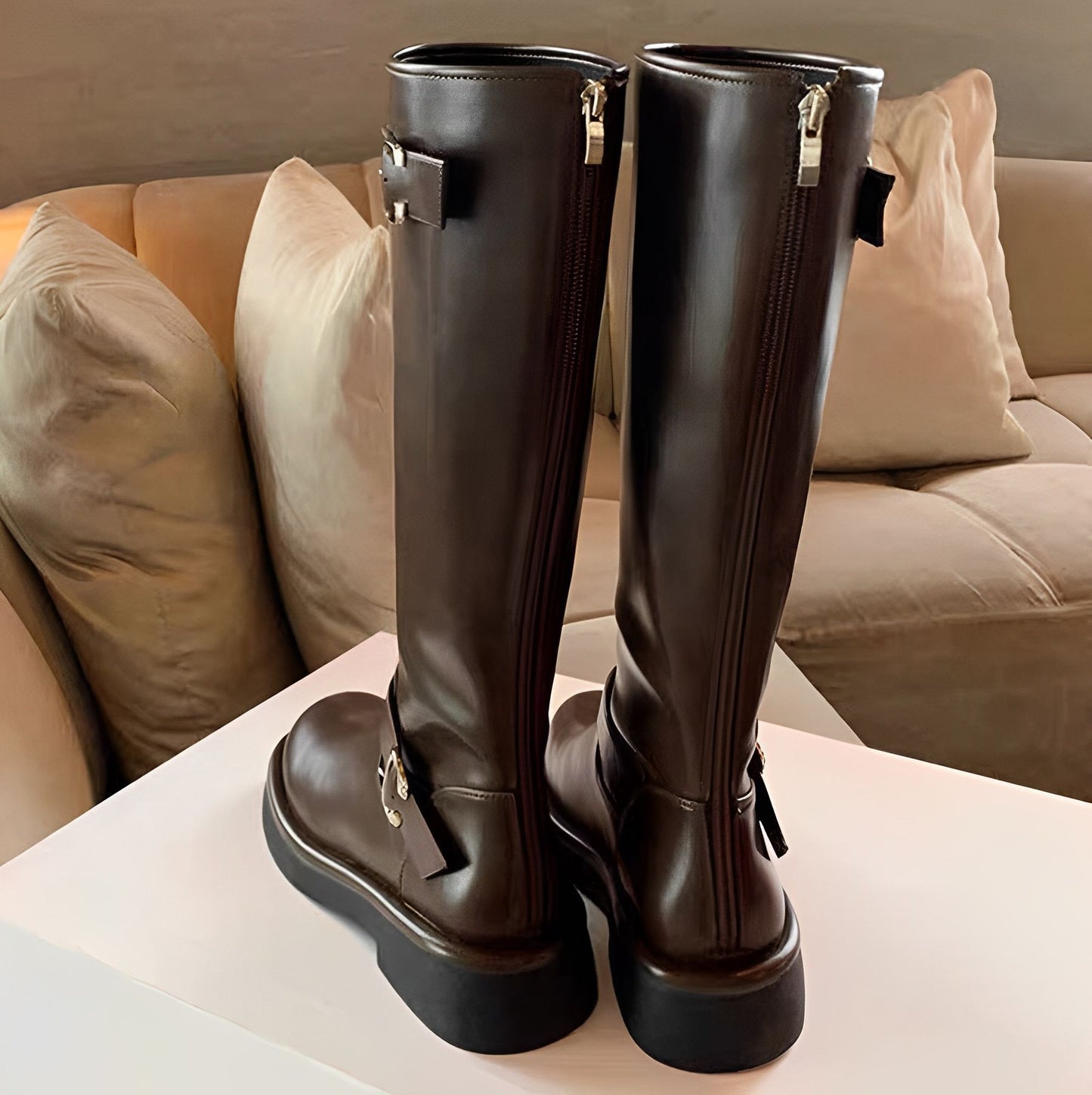 Women's Platform Below The Knee Tall Knight Boots