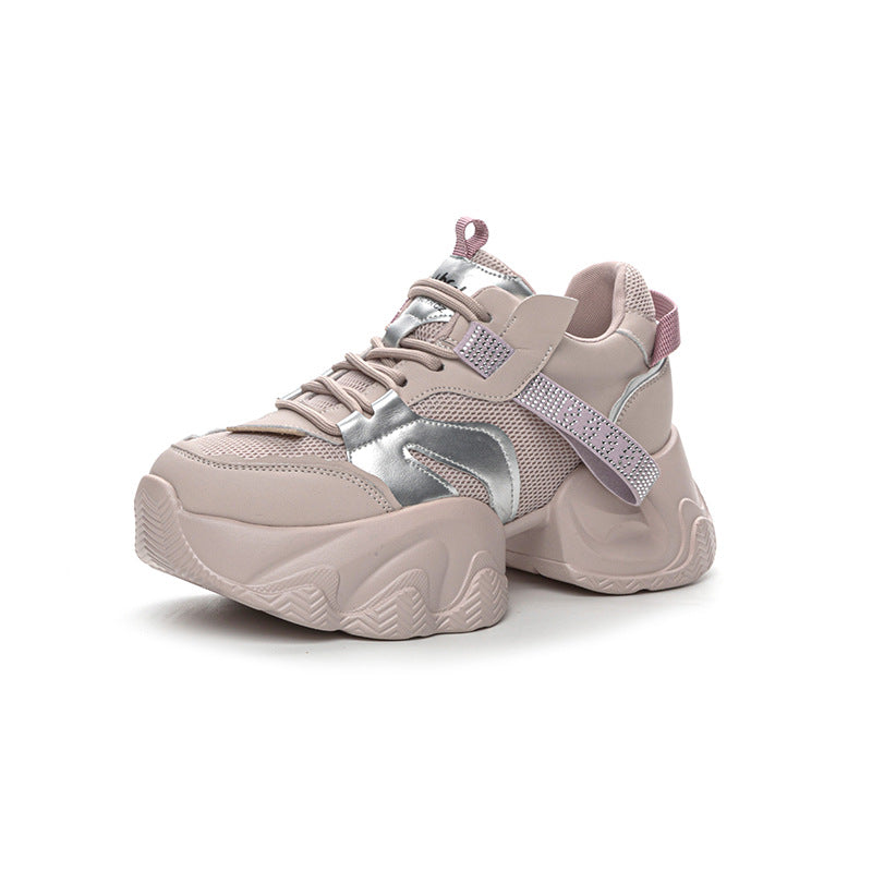 Women's Dad Thick Bottom Transparent Mesh Height Increasing Insole Fashion Women's Casual Shoes