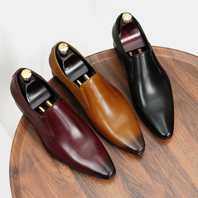 Men's Business Formal Wear Genuine Cattlehide Surface Leather Shoes
