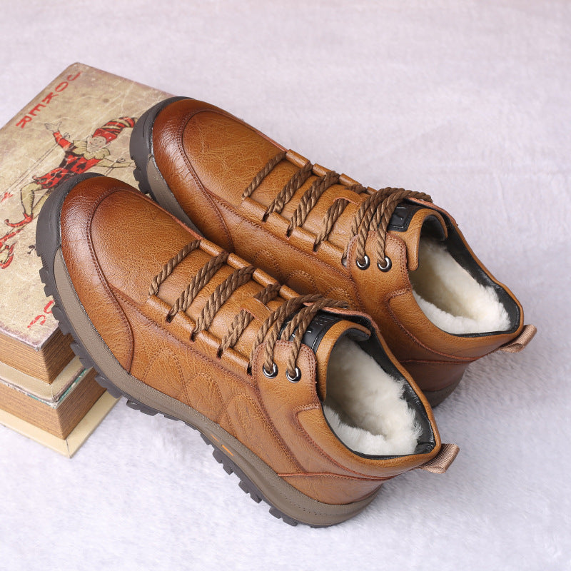 Men's Size Cotton Plus Sizes Warm Thick Fleece-lined Big Men's Shoes