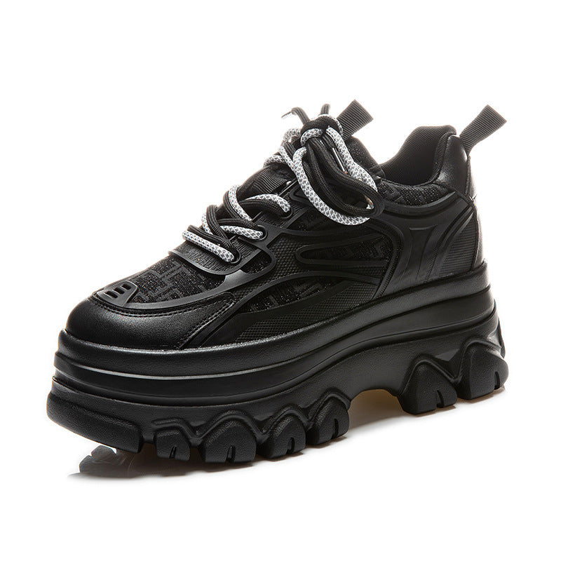 Women's Spring Platform Dad Versatile Hidden White Genuine Fried Women's Casual Shoes