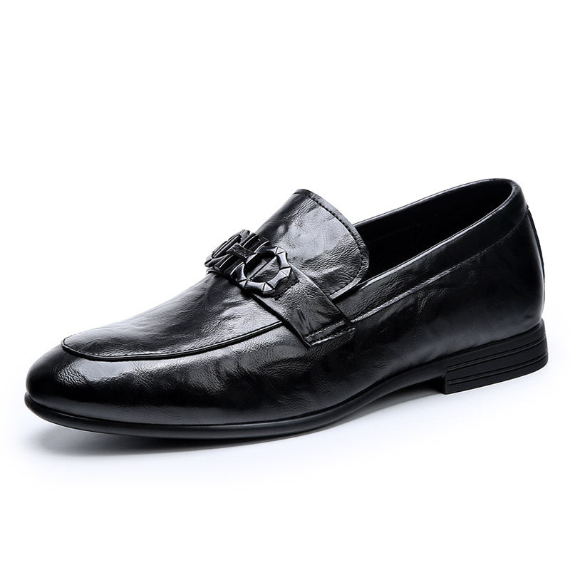 Men's Slip-on Genuine Versatile Korean Trendy Soft Men's Business Leather Shoes