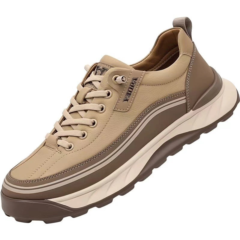 Men's Manual Stitching Male Youth Versatile White Leather Shoes