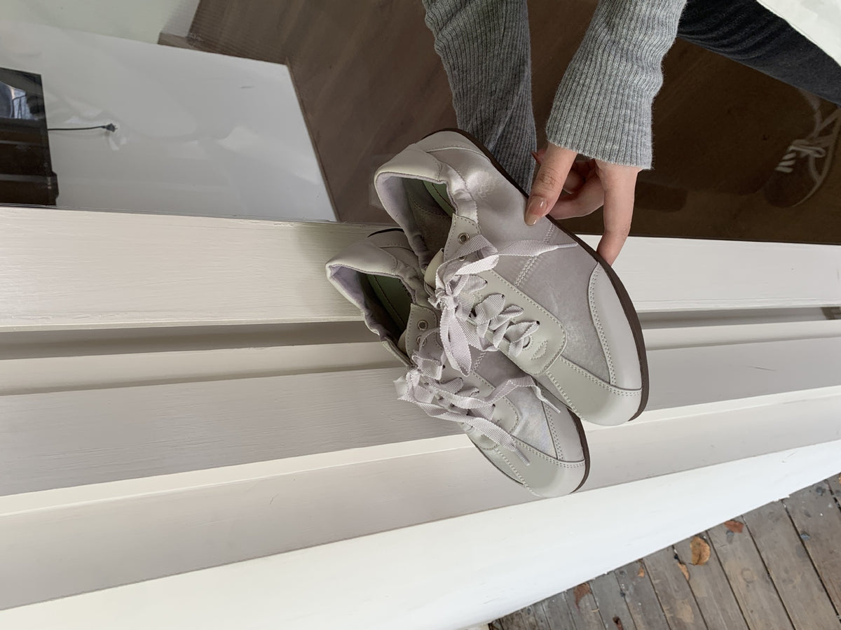 Women's Sweet Round Head Satin Board Bow Women's Sports Shoes