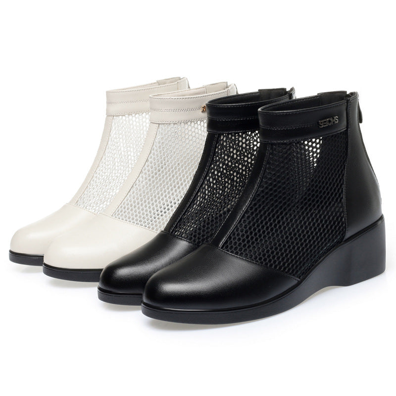 Women's Mesh Mid Chunky Martin British Style Sandals