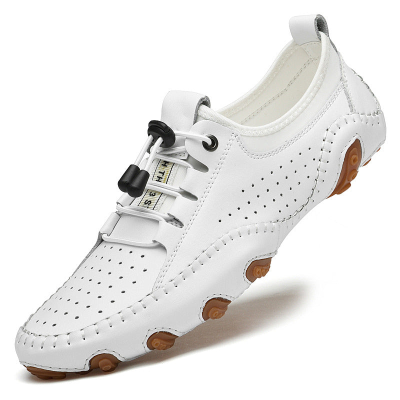 Men's Large Size White British Breathable Soft Men's Casual Shoes