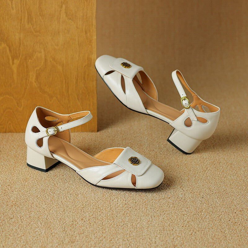 Women's Genuine Closed Toe Outdoor Wear Summer Versatile High Heels