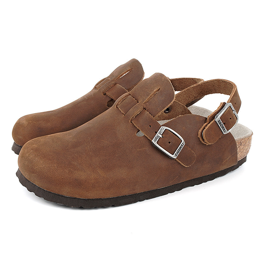 Women's Glamorous Cork Cowhide Retro Series Slippers