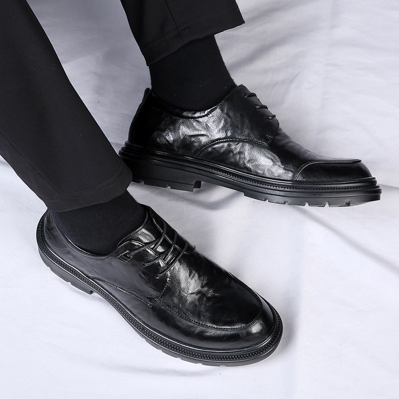 Men's Spring Pure Business Formal Wear Breathable Leather Shoes