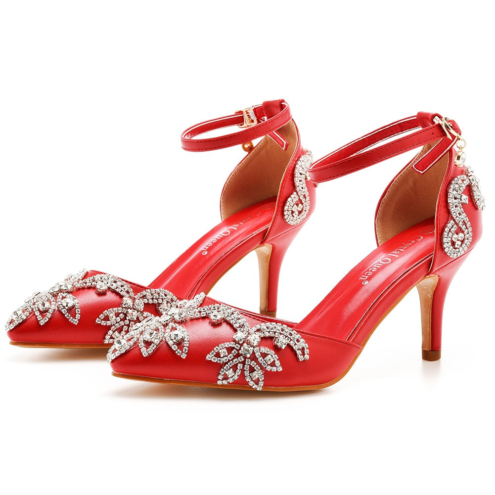 Plus Size Stiletto Pointed Toe Rhinestone High Heels
