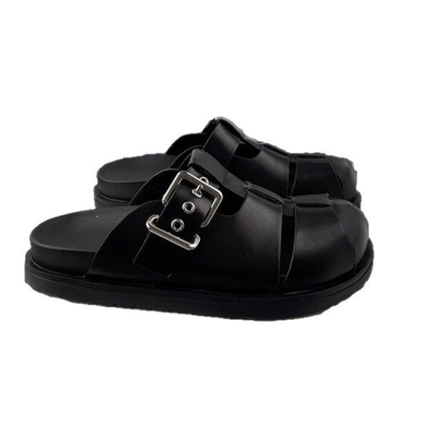 Women's Genuine Thick Bottom Toe Cap Half Slippers