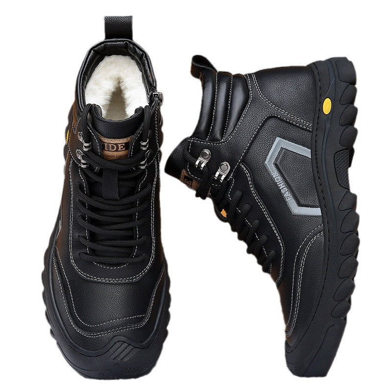 Men's Cotton Genuine Wool Fleece-lined Thick Warm Men's Shoes