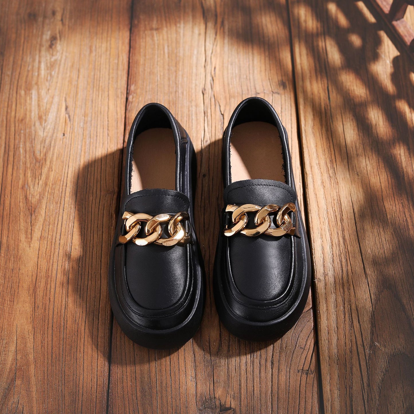 Women's First Layer Cowhide Retro Washed Handmade British Loafers