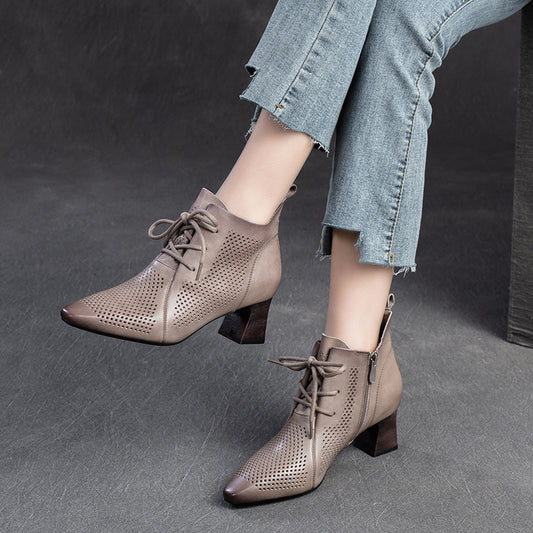 Women's Shu Chun Pointed Toe Small High Breathable Hollow Heels