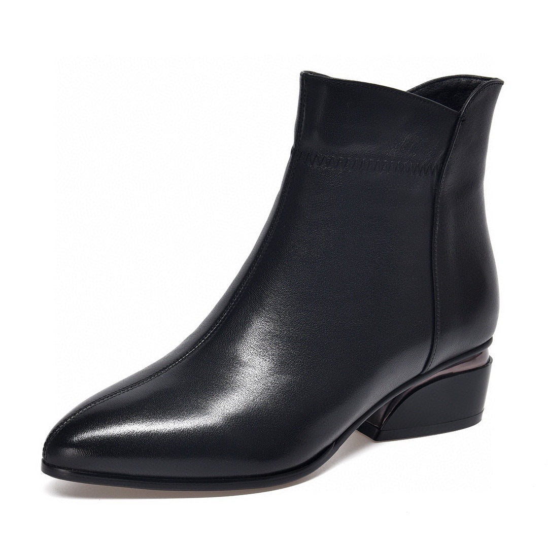 Temperament Ankle Simple Pointed Toe Chunky Booties Boots