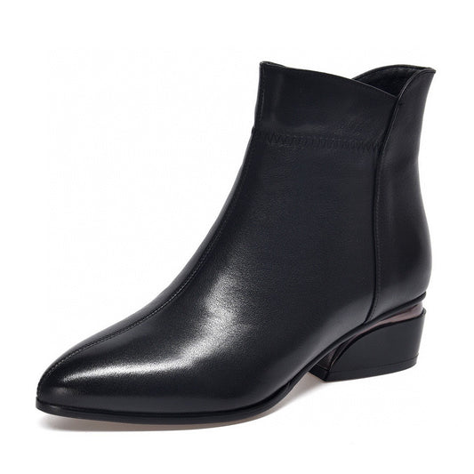 Temperament Ankle Simple Pointed Toe Chunky Booties Boots