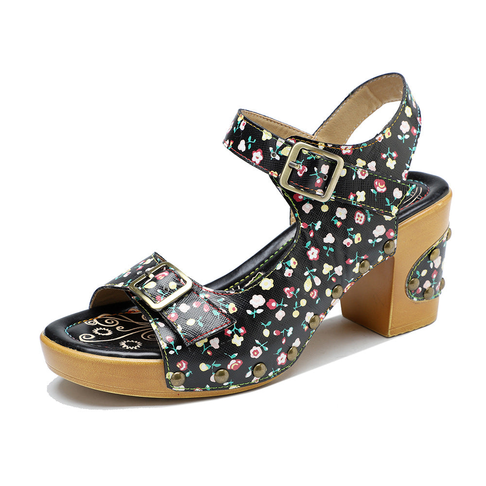 Retro Floral American Country Style Comfortable Sandals