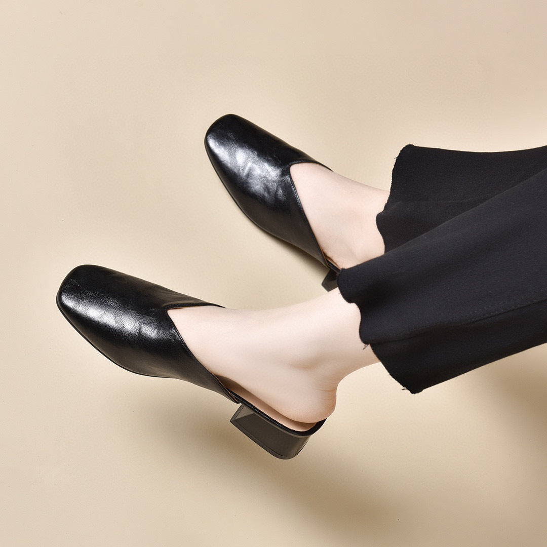 Women's Wear Summer Square Toe Simple Temperament Heels