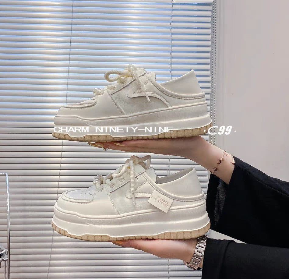 Single-layer Foam Sole Two-way White Board Sneakers