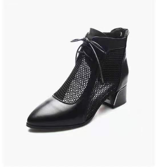 Women's Mesh Hollow Booties Genuine Martin Thin Sandals