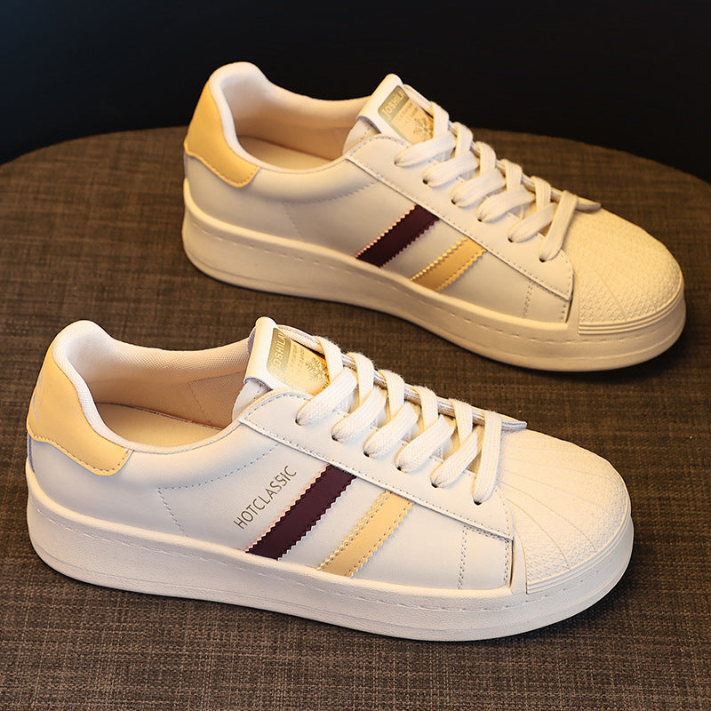 Women's Thick Bottom Shell Head White Spring Lightweight Exercise Women's Casual Shoes