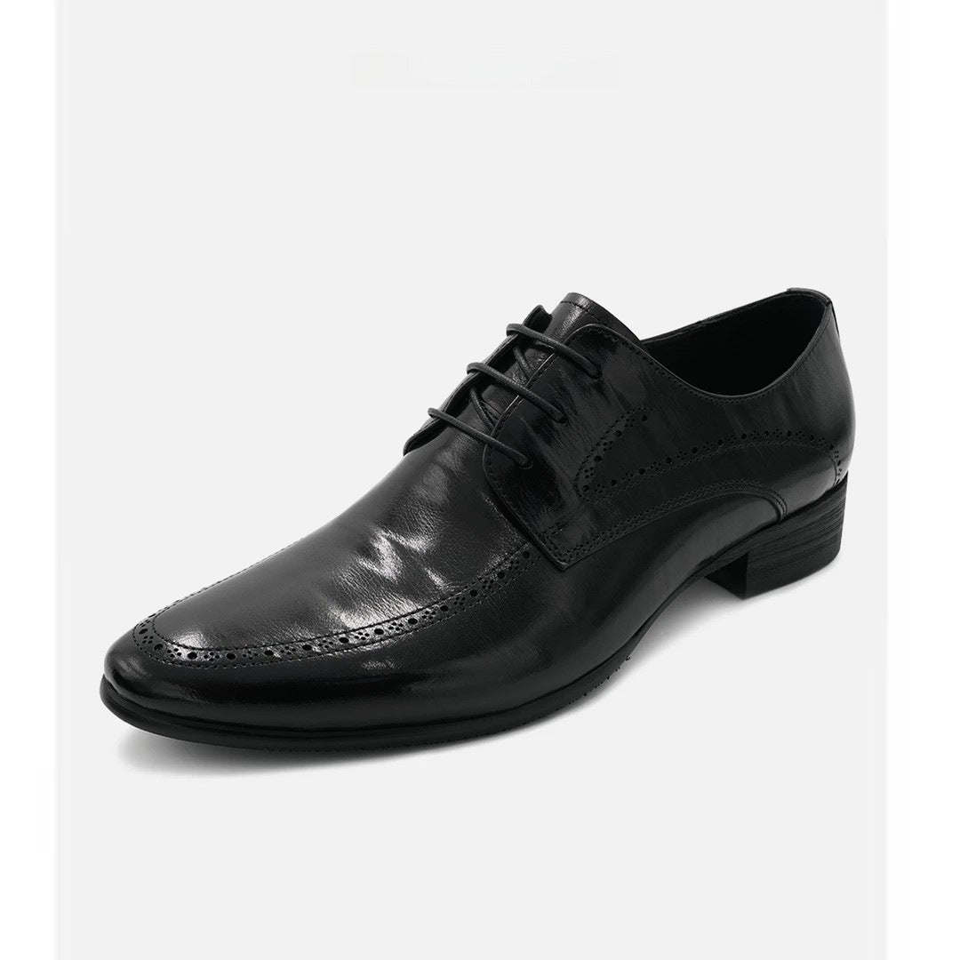 Men's Pointed Toe Genuine Fashion Derby Trendy Leather Shoes