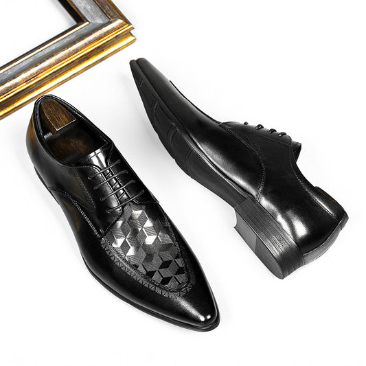 Men's Business Formal Wear First Layer Cowhide Pointed British Style Leather Shoes