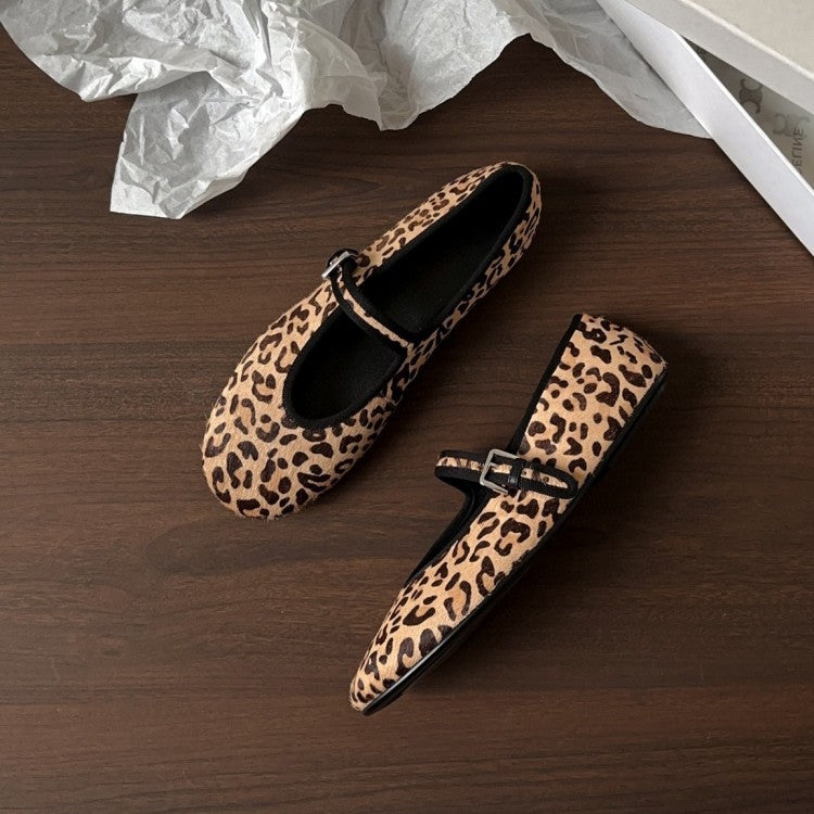 Round Toe Vintage One-word Buckle Mary Women's Shoes