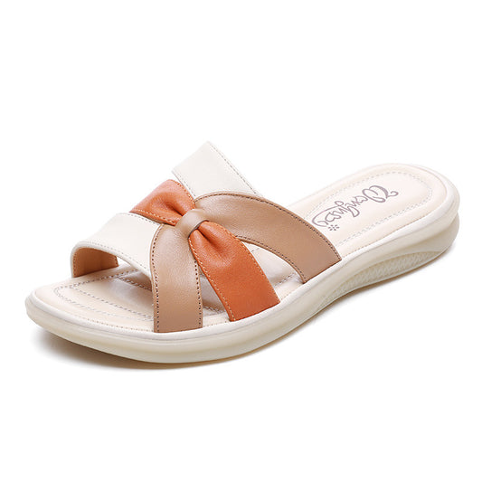 Women's Mom Summer Flat Color Matching Flip-flops Sandals