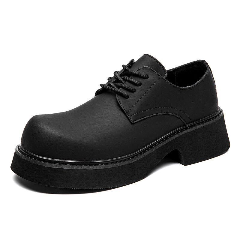 Men's Derby Big Toe Height Increasing Thick Bottom Leather Shoes