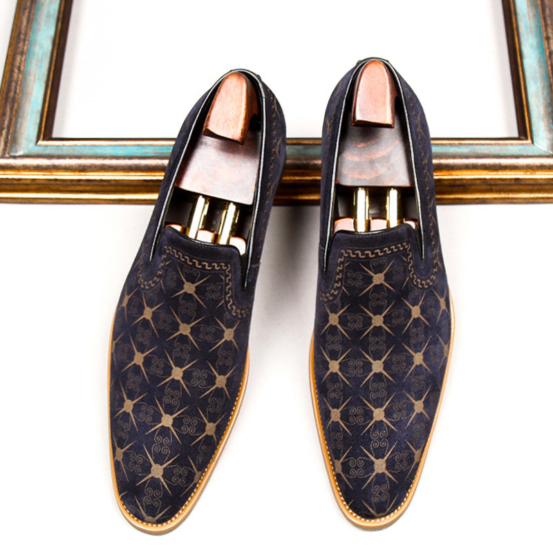 Men's Reverse Veet Skin National Fashion Pointed Leather Shoes
