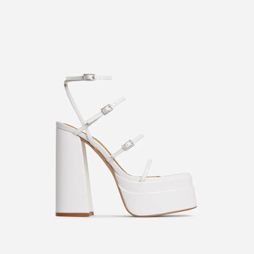 Women's Black White Green Blue Chunky High Heels