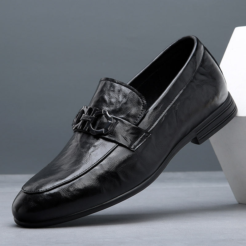 Men's Slip-on Genuine Versatile Korean Trendy Soft Men's Business Leather Shoes